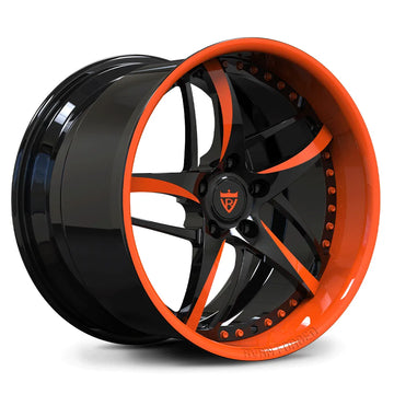 Orange Lip & Spoke Forged 2-Piece Deep Dish Wheel – Custom Corvette Racing Rims